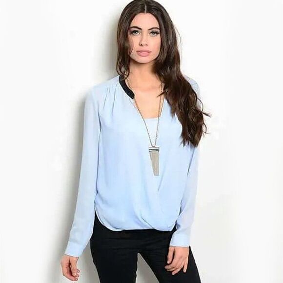 *Clearance* Jealous Tomato Blue Chiffon Blouse - Picture 2 of 3